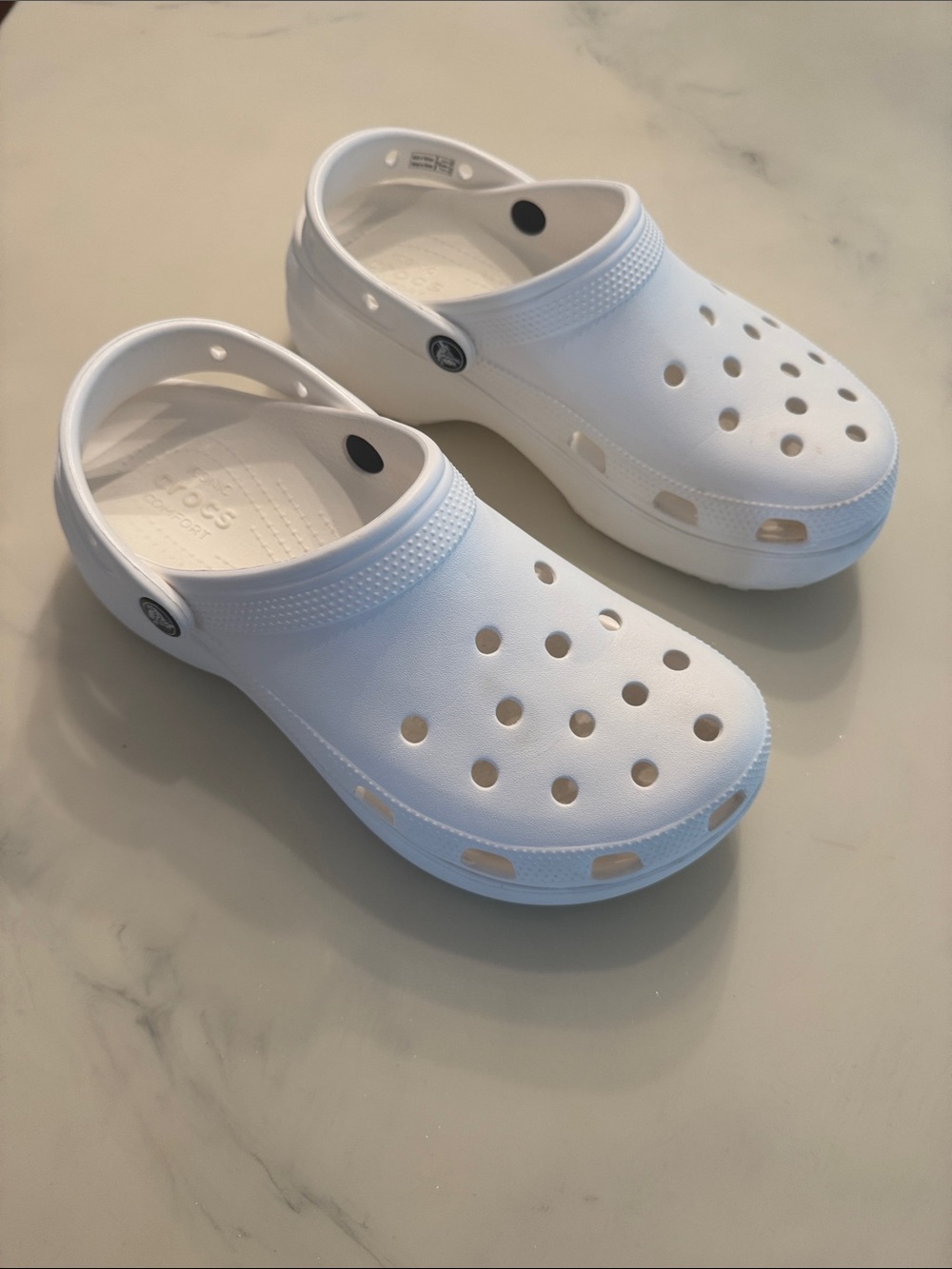 Croc platform white clog women size 9